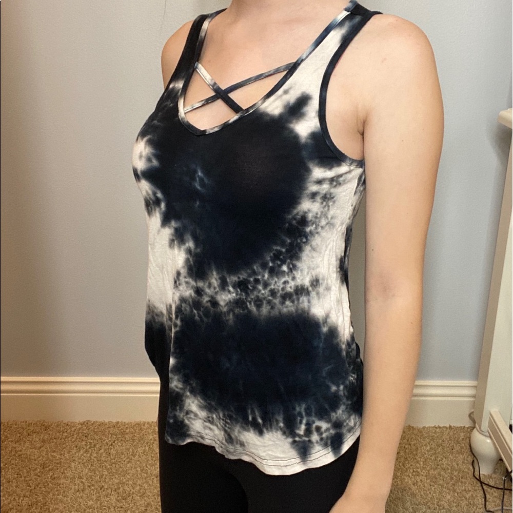Crossed Tie Dye Tank Top